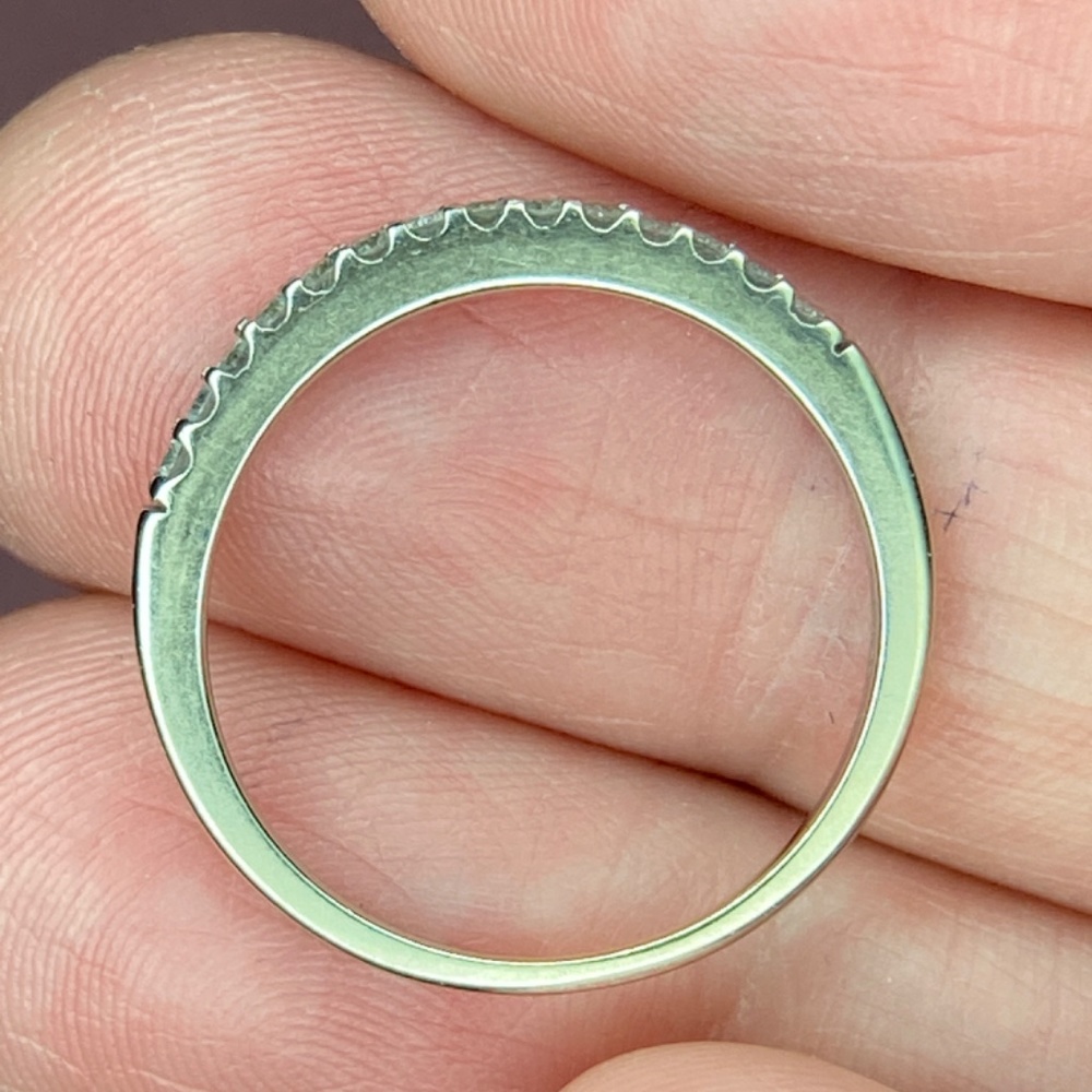 Delicate Silver Pavé Stackable Ring - White - Picture 3 of 7